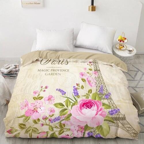 3D Printed Fresh Eiffeltower Flower Duvet Cover 240x220 King Size Printing NO Pillowcases And NO Sheets Home Textiles Comforter
