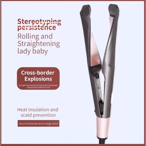 Professional Flat Iron LED Hair Straightener Twisted Plate Ceramic Curling Iron 2 in 1 Hair Straightener + Curler