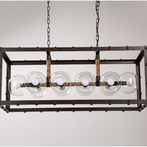 Rectangular Glass Pendant Lamp For Living Rome Decorative luminaire suspendu