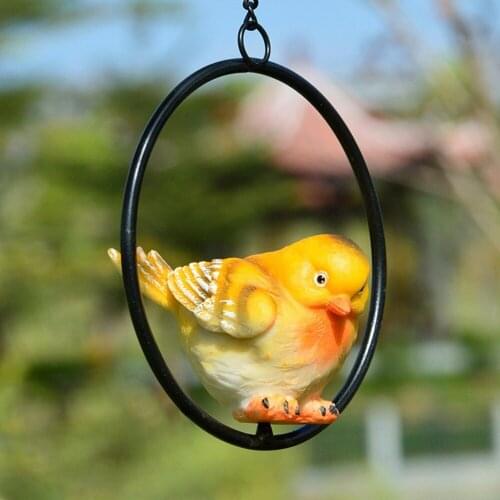 Bird Resin Crafts Landscape Decoration With Iron Ring Garden Statues Yard Sculptures