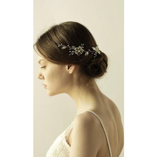 Romantic Sweetheart Bridal Headdress Alloy Pearl Rhinestone Mesh Flower for Wedding Perform Travel Daily Life O848
