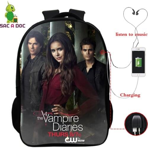 The Vampire Diaries 3D Print Backpack for Women School Shoulder Bag Bagpack for Teenage Girls Femme Travel Backpacks Mochila Men