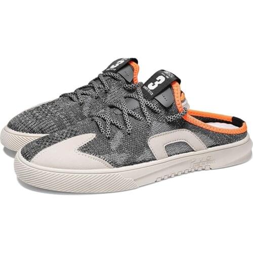 ZPCAILT Breathable Summer Mens Flat Sandals Mens Casual Beach Slippers Half Drag Outdoor Home Office Walking Shoes For Men