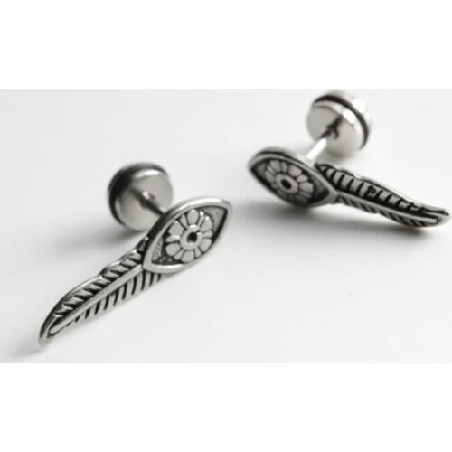 UVW293 2pc Boho 316L Leaf Dreamcatcher Ear Stud Earrings for Women Accessories Fashion Piercing Jewelry Pendientes Brincos Gift