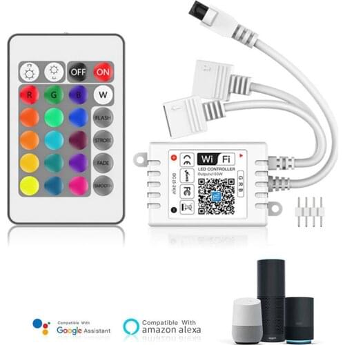 LED Controller + Receiver Magic Home 5-24V Wifi RGB Controller IR 24Key Remote Control 2 Way Output LED Strip Lights Controller