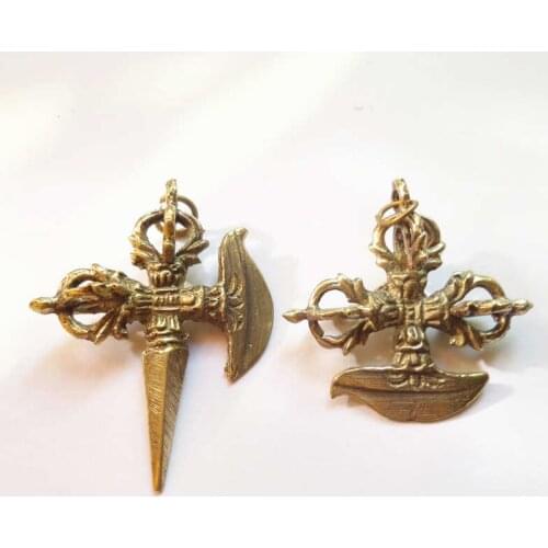 TBP289 Tibetan Brass Golden Mini Vajra Dorje Amulet Charms for Man 5pcs lot