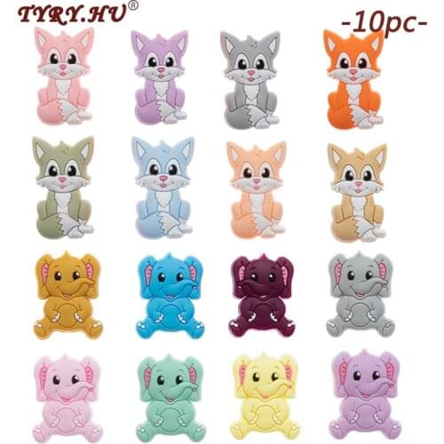 TYRY.HU 10pc Lovely Elephant Silicone Beads BPA Free Baby Teething Beads DIY Toy For Pacifier Clip Children Newborn Baby Teether