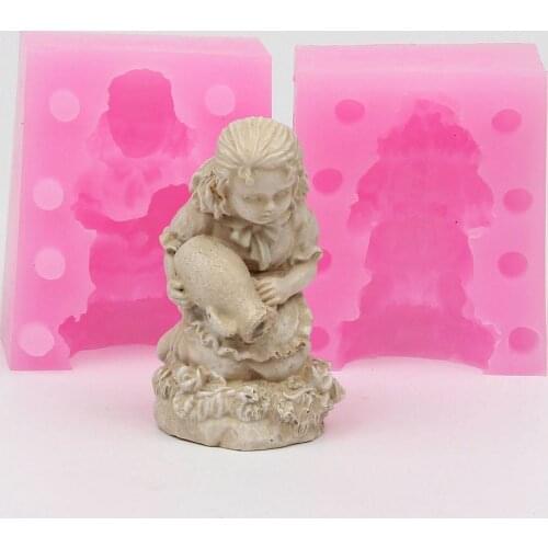 WE004 Silicone mold 3D Water flowers girl furnishing articles diy Resin clay plaster decoration craft mould fondant cake tool