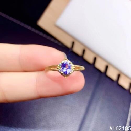 925 Pure Silver Chinese Style Natural Tanzanite Womens Luxury Fashion Fresh Oval Adjustable Gem Ring Fine Jewelry Support Detec