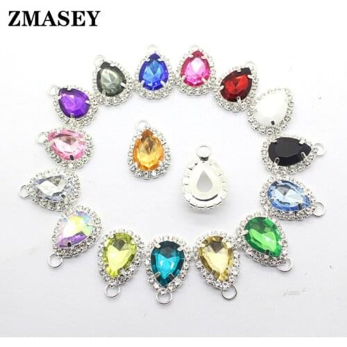 ZMASEY 10Pcs new 27 x 18MM flat bottom rhinestone dress decoration buckle, DIY hand-sewn wedding dress creative craftsmanship