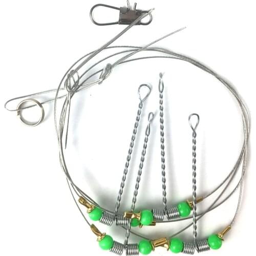 1pcs String Fishing Hook 3/4/5 Steel Wires Swivels Connection Anti-Winding Sea Fishing Hook Leader Hooks