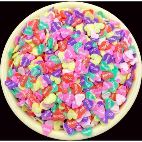 100g Colorful Mood Heart Slice Polymer Clay Sprinkles for Crafts DIY Nail Art Decoration Addition For Fluffy Clear Slime