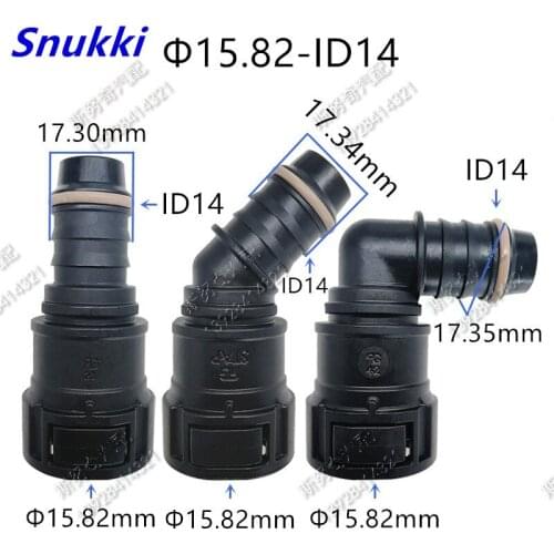 15.82mm ID14 plastic auto fittings fuel line quick connector plastic fuel line connector black color big size quick release 2pcs