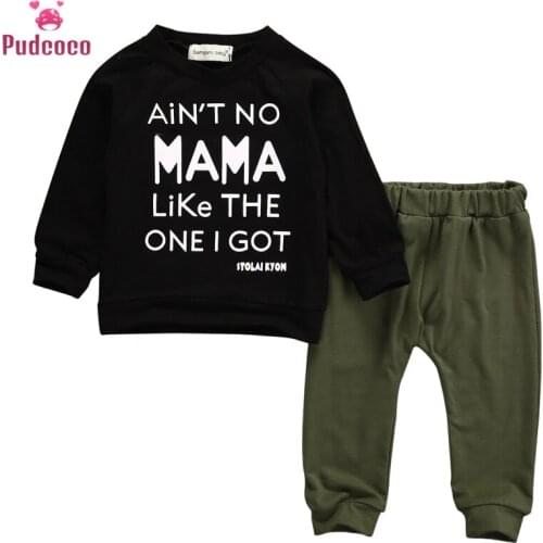 Newborn Baby Boys Clothes Kid Long Sleeve Mama Sweatshirt Top +Pants Infant Outfits Kids 2pcs Clothing Set For Toddler Romper