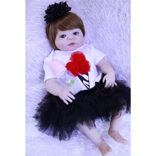 23inch Full Silicone Reborn babies dolls bebe alive wholesale educational present dolls vivid Xmas birthday gift bonecas toy