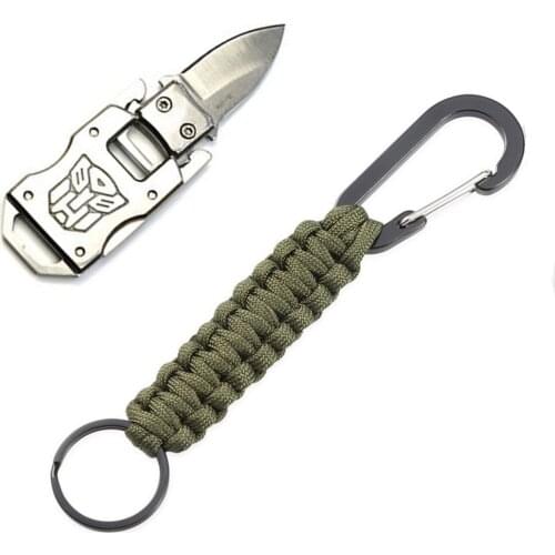 4 in 1 Parachute Rope Keychain With Carabiner, For Men & Women Hiking Hunting Traveling Camping Fishing Emergency Survival Knife