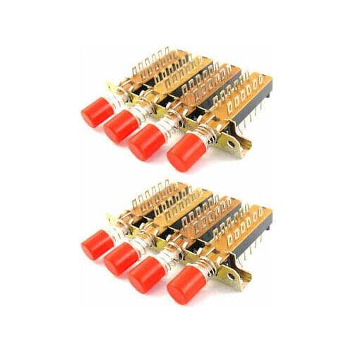 4P2T 4 Rows Interlock Push Button Knob Piano Key Switch 2 Pcs