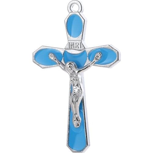 Diy Jewelry Making Accessories Exorcism Cross Zinc Alloy Material Pendants For Necklaces Jesus Keychain Wholesale Charms