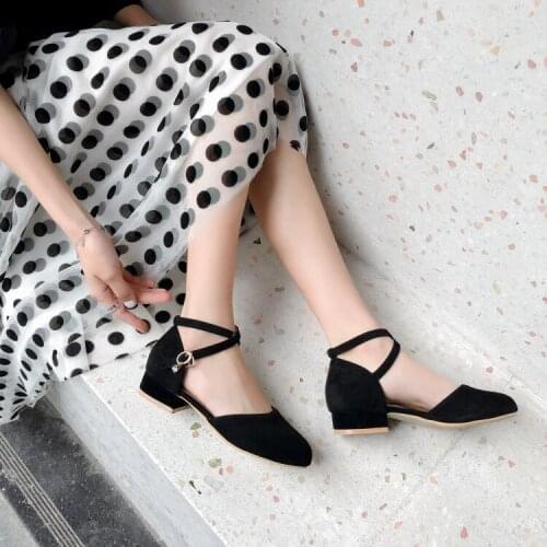 Big Size 11 12 high heels sandals women shoes woman summer ladies Baotou sandals suede buttoned Roman shoes