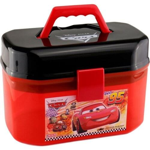 Disney Pixar Cars 2 3 Lightning Mcqueen Portable Storage Box Double Layers Car Toys Christmas New Year Gift for Kids