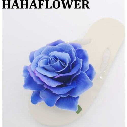 HAHAFLOWER 2018 Summer Fashion Hot Women Slippers With Beautiful Rose Flower Sweet Flip Flops Free shipping