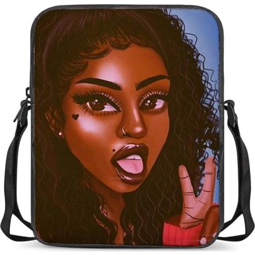 HYCOOL Women Messenger Bags Cute Shine Art African Black Girl Print Ladies Cross-Body Bags Girls Boys Travel Storage Bag Handbag