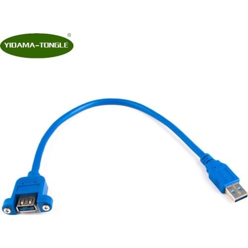USB3.0 Male To Female USB 3.0 Extension Cable 30cm Computer Host Mainframe Panel Mount Screws USB Connector
