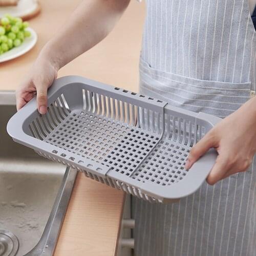 Kitchen Retractable Sink Drain Basket Plastic Dish Rack Sink Filter Water Basket Fruit Vegetable Basket Kitchen Sink Drain Case