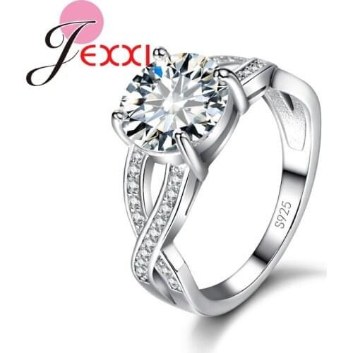 Hot Sale Band Jewerly Women 925 Sterling Silver Wedding Engagement Rings Luxury Party Anniver Finger Ring Bague Femme