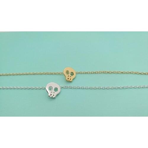 Tiny Cute Metal Sugar Cool Skeleton Skull Bracelet Simple Animal Skull Face Head Bracelets For Women