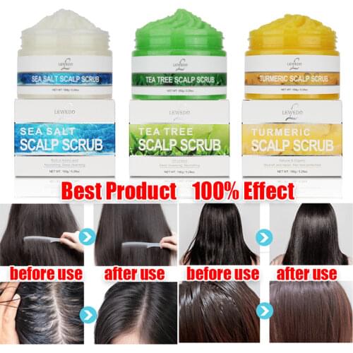 LEWEDO Head Massage Scrubs Hair Treatments Turmeric Nourishing Sea Salt Anti-itch GreenTea Oil Control Exfoliating Scalp Scrub