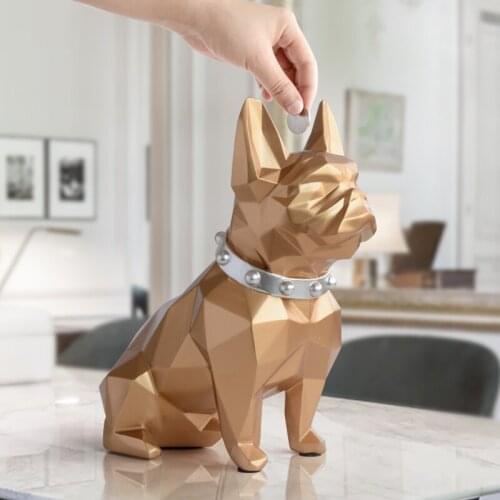 Cute coin bank box piggy bank resin Dog figurine home decorations coin storage box holder toy child gift money box dog for kids