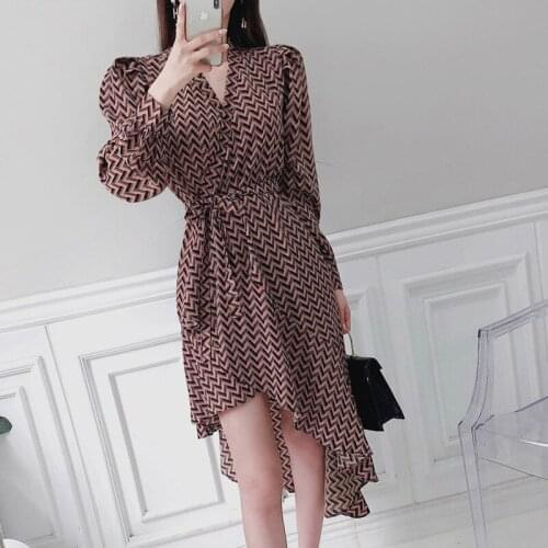 Fashion new arrival v-neck sexy party dress temperamental personality sexy elegant high quality striped asymmetrical dress