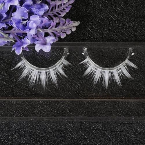 1 Pair High Quality Cosplay Makeup Long Cross Stripe False Eyelashes New Fashion White Fake Eyelashes Hot Sale
