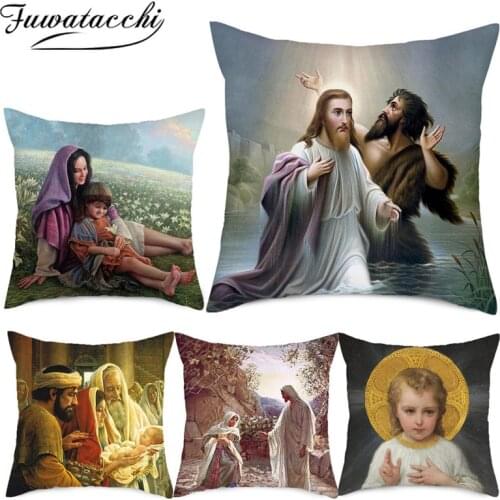 Fuwatacchi Oil Painting Pillowcases European Women and Children Cushion Cover Godfather Pillow Covers Home Sofa Car Decorations