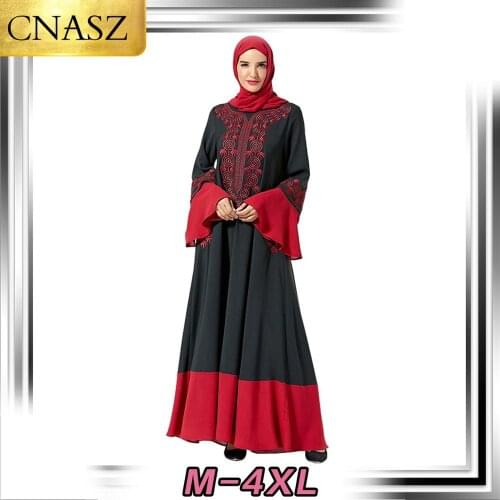 Latest Muslim Dress Middle Eastern Dress Islamic Turkey Fashion Womens Dubai Style Embroidery Large Swing Dress Moroccan Kimono