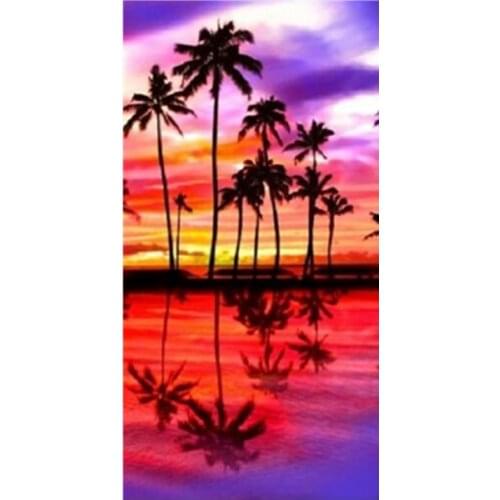 New Purple Sky Palm Tree Tropical Island Bath Beach Pool Gift Towel Sunset Shore Swimming Towels Summer Holiday 70X