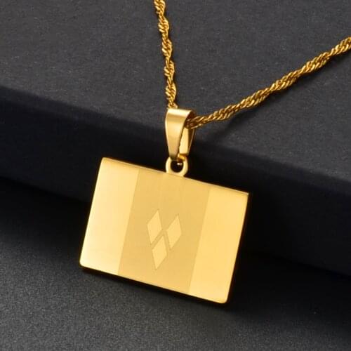 Anniyo ST Vincent Flag Pendant Thin Chain Necklaces Gold Color Saint Vincent Jewelry Gifts #140521