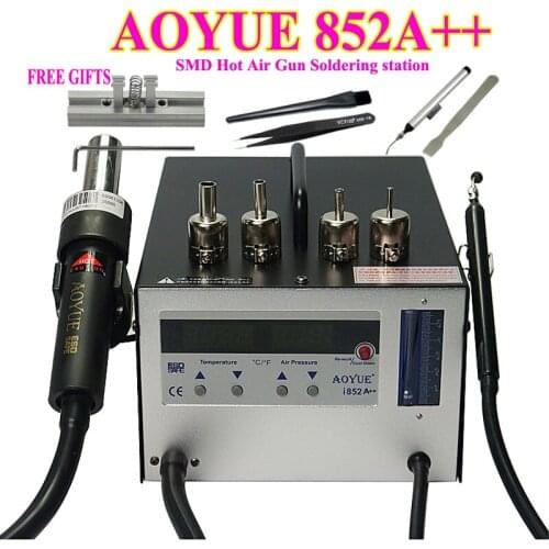 AOYUE 852A++ ESD Hot Air Gun Soldering Station Welding Solder Iron 500W 220v For SMD Desoldering Rework station