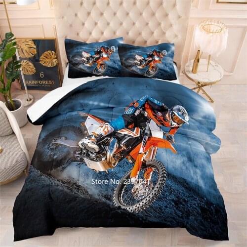 New Cross-country Motorcycle Bedding Motorcycle Theme Boy Bedroom Decoration Motorcycle Teenager Quilt Big Bed Cover Pillowcase