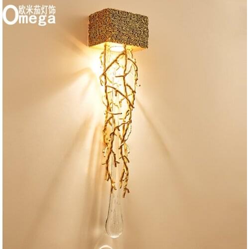 Postmodern creative aluminum crystal wall lamp aisle background wall stairwell bedside living room wall lamp sample wall lamp