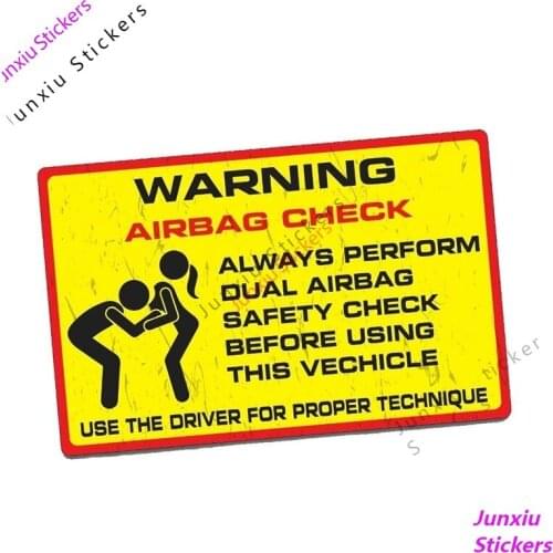 Colorful Car Stickers and Decals WARNING AIRBAG CHECK Bumper Trunk Laptop JDM 4X4 Offroad Race Auto Accessories PVC13*9cm