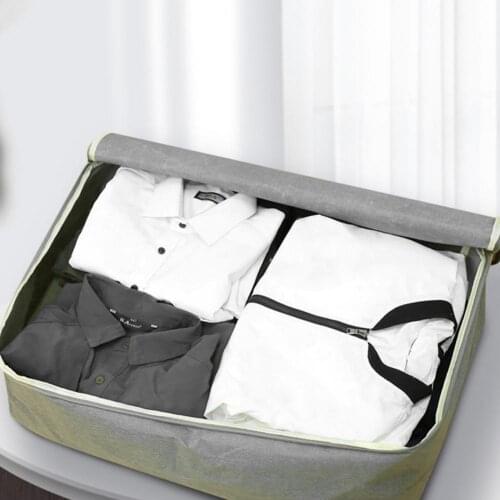 Durable Quilt Storage Bag Solid Color Waterproof Clothing Container Dust-proof Cotton-Flax Clothing Container for Wardrobe