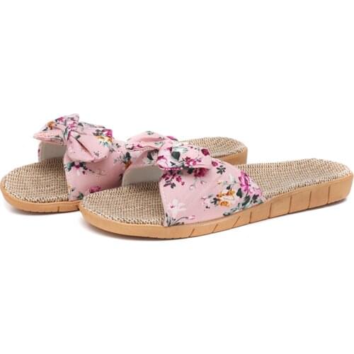 Womens Sandals 2021 Summer Flax Home Slippers Summer Shoes for Women Slapping Beach Flip Flops Non-slip Female Family Slippers