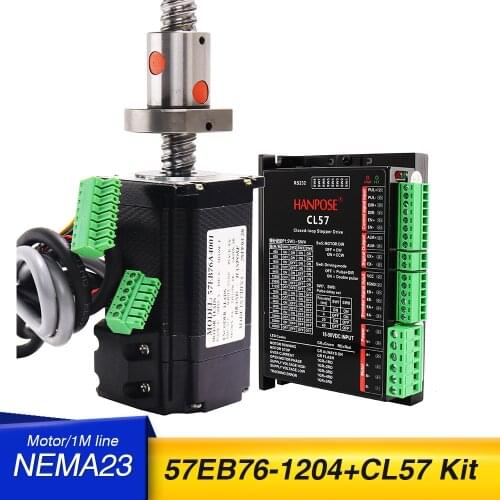 NEMA23 Closed Loop Ball screw Motor 4.0A 2.2N.M 57EB76A4001 SFU1204 motor L300MM with CL57 Driver for CNC worm wheel edging