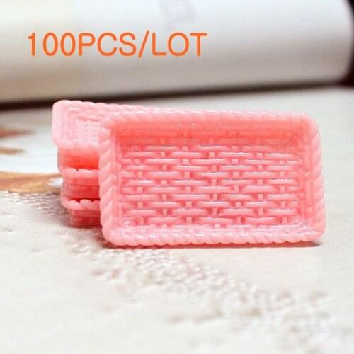 Tanduzi Wholesale 100PCS Miniature Cake / Bread / Fast Food Tray Serving Plate Dishes Resin Kitchen Utensils Accessories 35*20mm