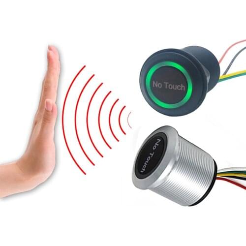 Waterproof Contactless No Touch Sensor Exit Switch Induction Type Release Exit Button Switch Access Control DC12V/24V With LED