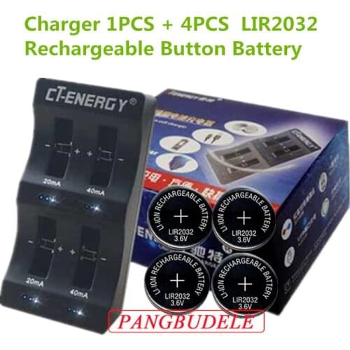High Quality Universal USB Interface 4-Slot Charger Rechargeable Button Battery lir2032 Button Battery