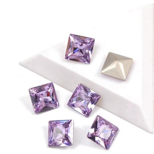YANRUO 4447 Violet Color Princess Square Shape Rhinestones for Nail Design Glass Rhinestones 3D Strass Nail Art Decoration Gems