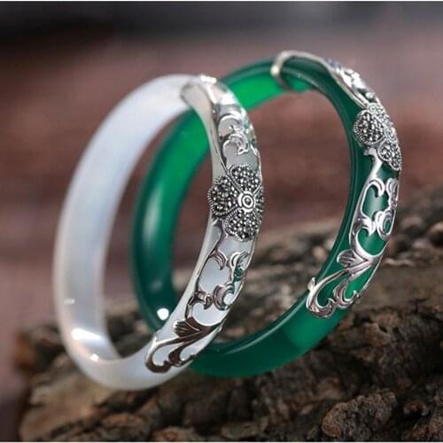 2020 new real S925 pure silver bracelet female jade bracelet natural agate chalcedony woman high quality bracelet
